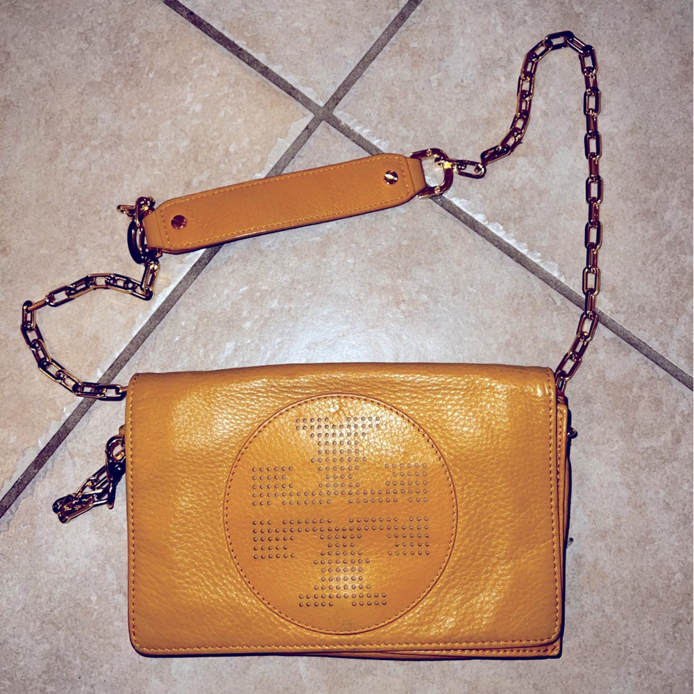 Tory Burch mustard leather crossbody.